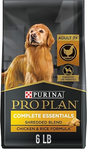 Purina Pro Plan Alimento para perros mayores con probióticos para perros mezcla triturada fórmula de pollo y arroz bolsa de 6 libras