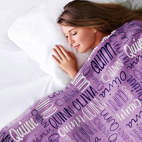 Miniatura 18 de Mantas personalizadas con nombre para niños, mantas de bebé personalizadas para niños y niñas, manta de nombre personalizada súper suave para niños