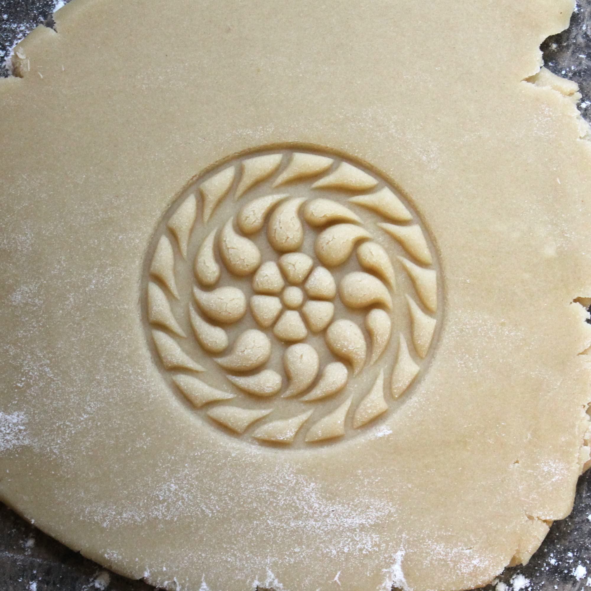 Sello de madera para galletas, 6,3 cm (espiral floral CS-043)