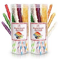 Vista 1 de Fusion Select 24 Crystal Rock Candy Sticks - Sweet Hard Sugar Lollipop Snacks with Strong Flavors - Assorted Large, Individually Wrapped Candies