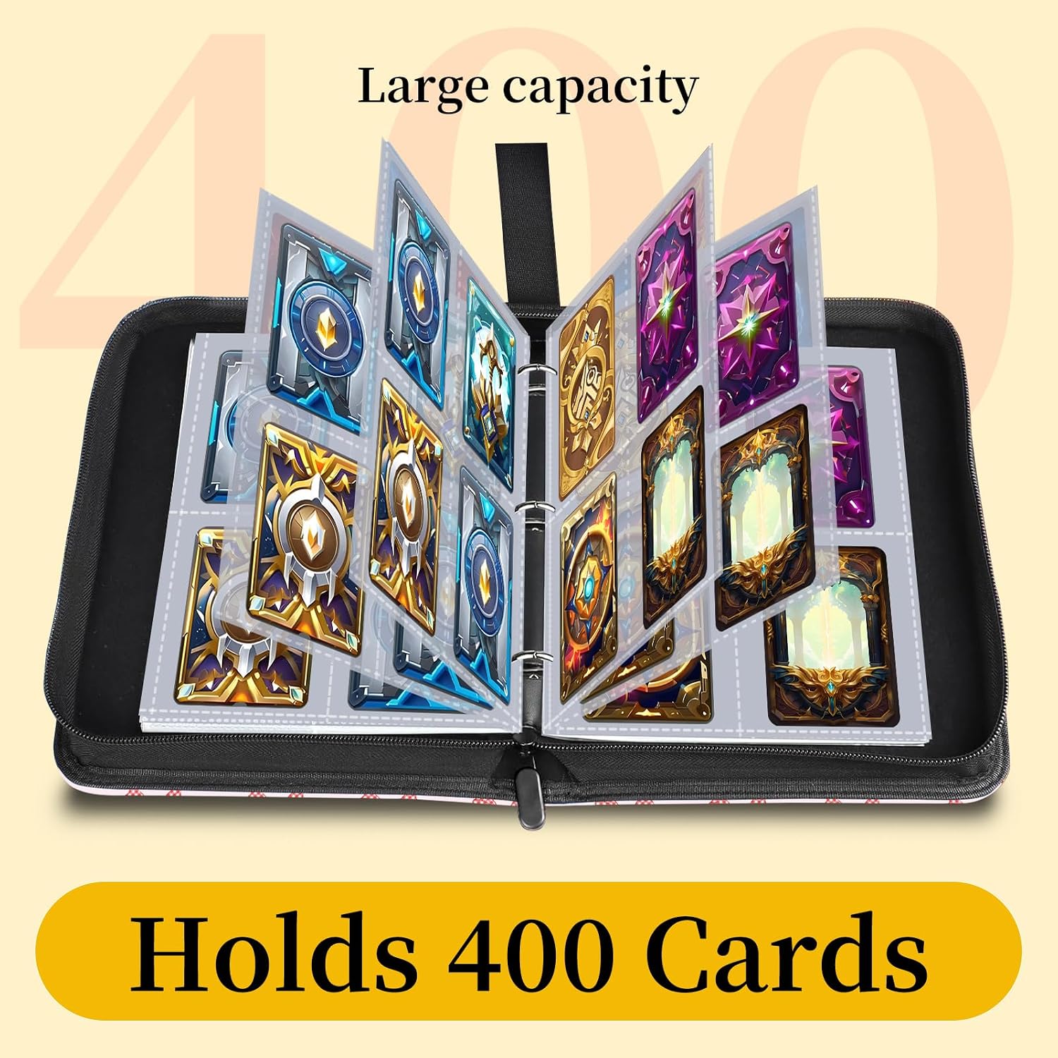 AXUASSILD 4 Pocket Card Binder, Premium Trading Card Holder Fits 400 Cards With 50 Removable Sleeves, Cute Portable Collection Card Ablum Holder Funny Cute Cherry Bow image 3