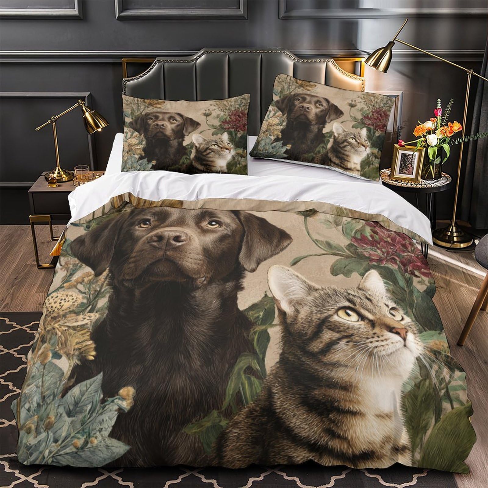 Housse de couette chien et chat hypoallergénique et douce avec fermeture éclair solide