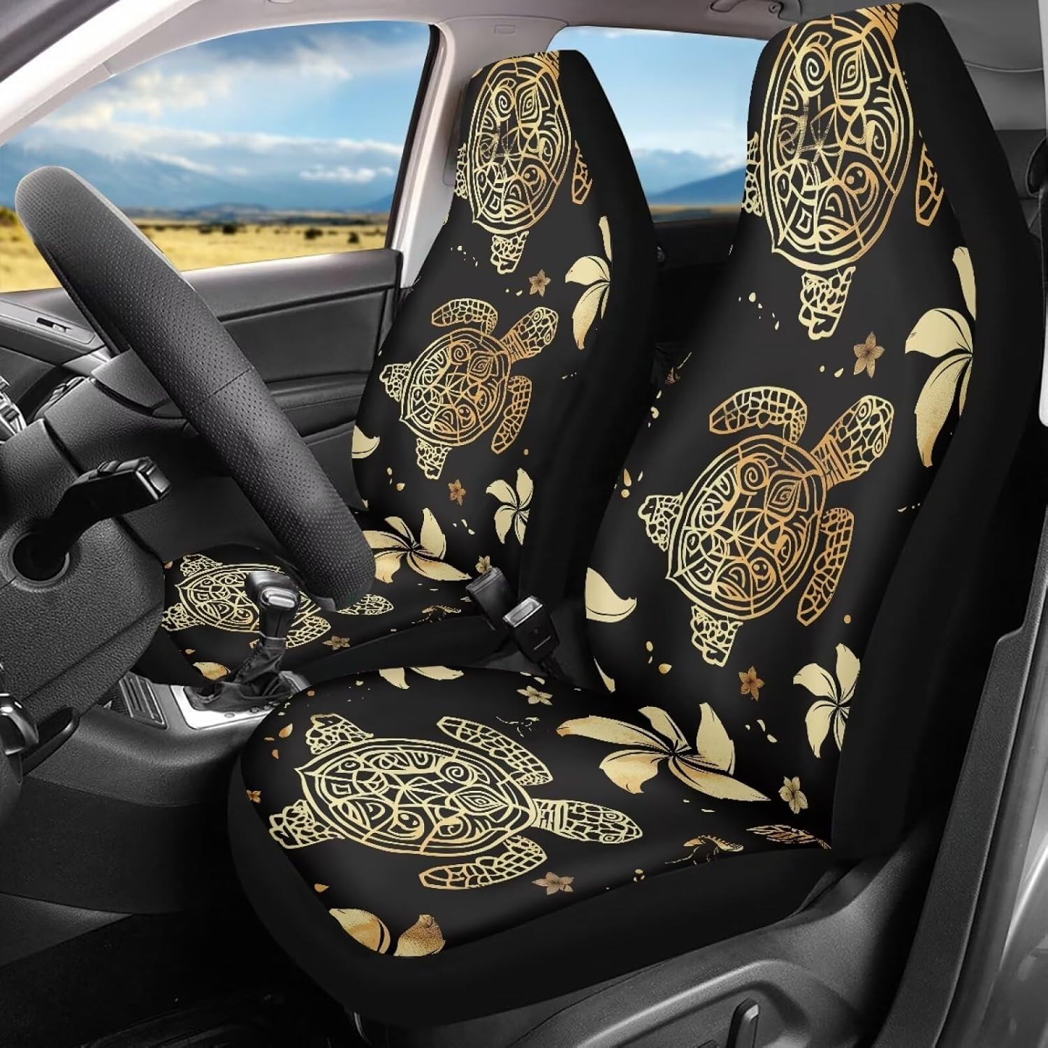 Owl Flower Printed Car Front Seat Covers, Waterproof Automotive Seat Protectors, Non Slip Car Seat Cushions Covers Auto Seat Covers for Front Seat Only Universal Fit Most Vehicles