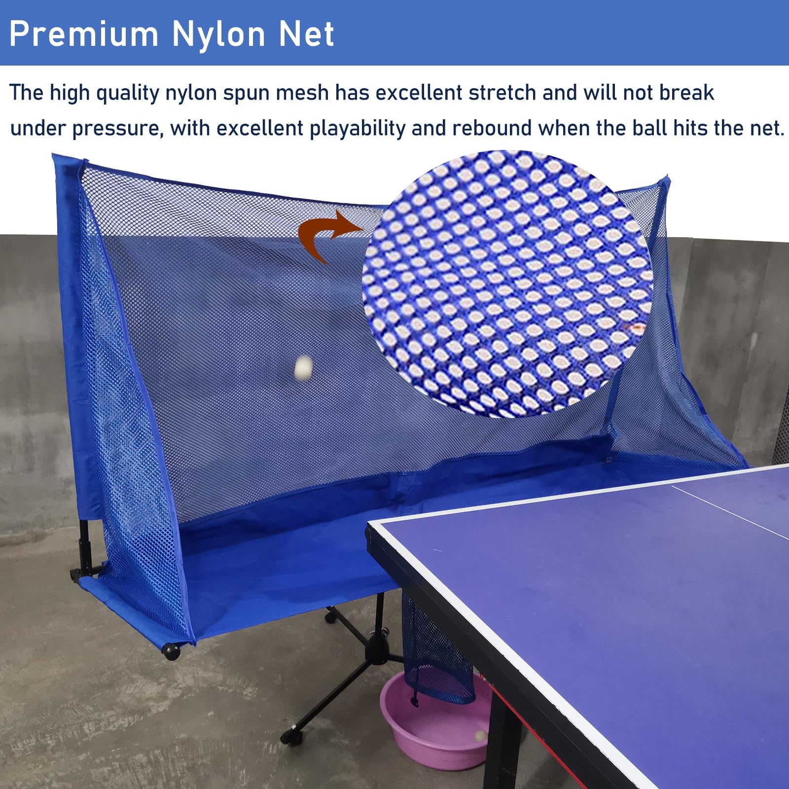 Raccoglitore portatile per palline da ping pong, rete pieghevole per allenamento e pratica, soluzione facile per riciclare le palline