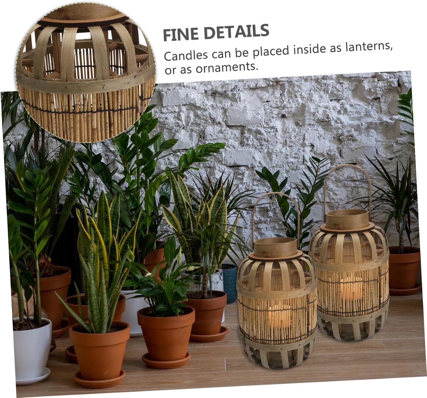 Retro Hand-Woven Wind Lantern Wooden Candleholder Home Decor Xmas Halloween image 5