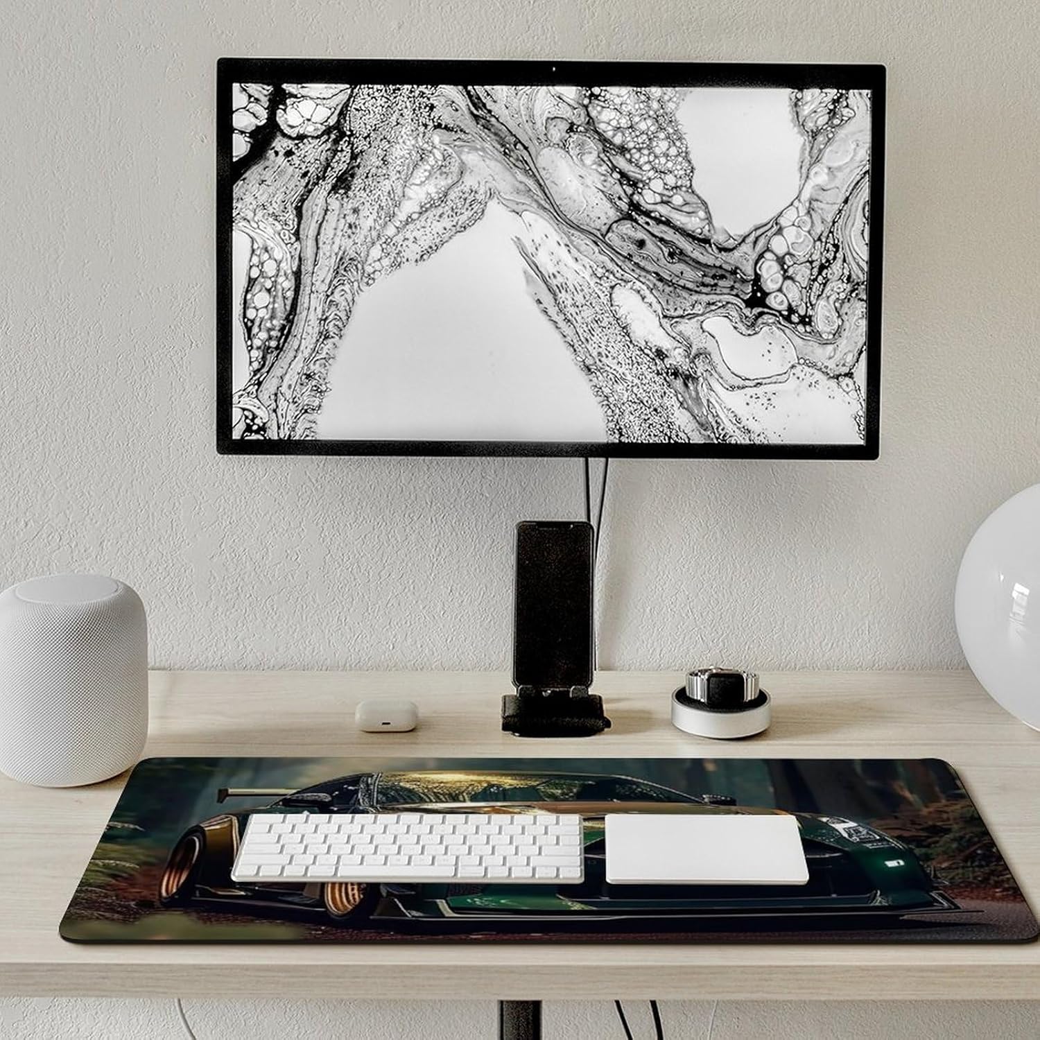 Large Mouse Pad Green JDM Car R35 Forest Static Sunlight Desk Mat Computer Accessories Gaming Office Organizers Supplies Decor Essentials Keyboard Pads for Desk Rubber 40x90cm