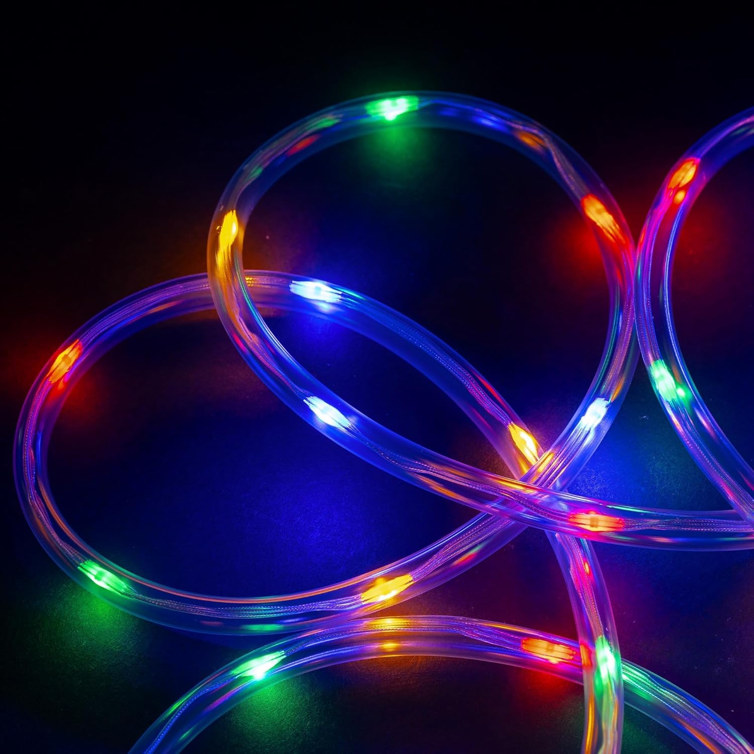 WYZworks 100ft Colorful LED Rope Light - 8 Modes, Waterproof Outdoor Accent Lighting with Remote, Flexible Clear Tube, ETL Certified, Garden, Patio, Backyard, Holiday Christmas, Tree, Ambient Decor