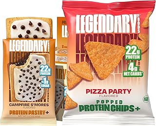 Legendary Foods High Protein Snack Bundle 18 Count - S'mores 22gr Protein Pastry 8 Pack and Pizza 22gr Protein Chips 10 Pack, Low Sugar Diet - Healthy Snacks, Gluten Free and Low Carb Variety 18 Pack