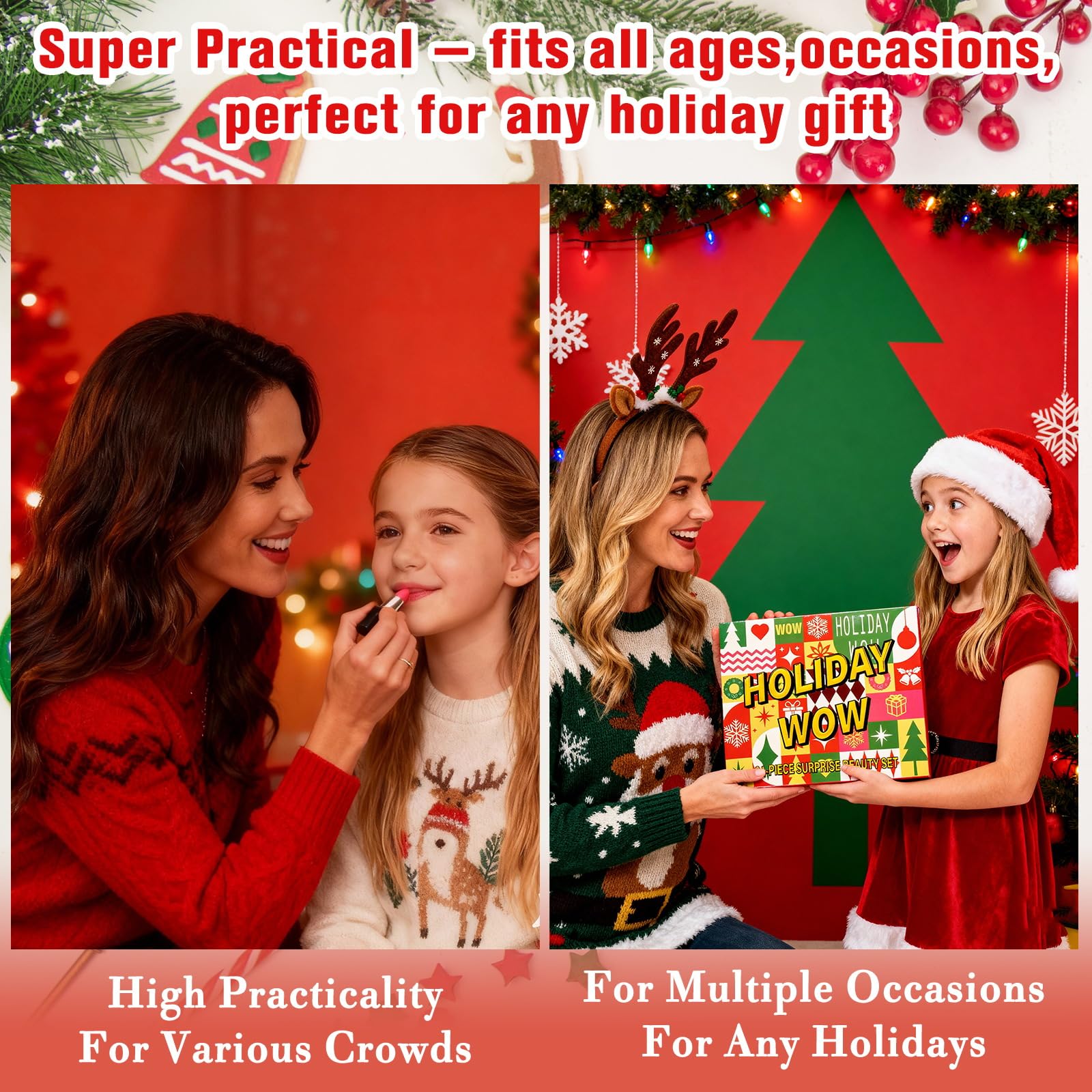 Calendario de Adviento de belleza para niñas y adolescentes, 24 piezas de maquillaje en caja individual, calendario de Adviento de Navidad, sorpresas de belleza, juego de cuenta regresiva