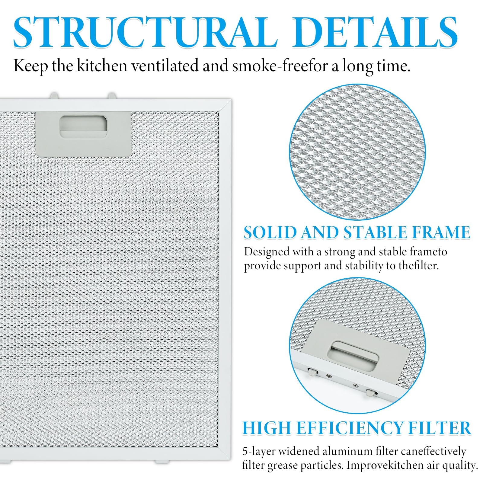 Filtro de aluminio de 5 capas para campana de cocina, 2 piezas, filtro antigrasa de metal, 320 x 260 mm, filtro universal para campana de cocina adecuado para muchas marcas líderes de campanas de