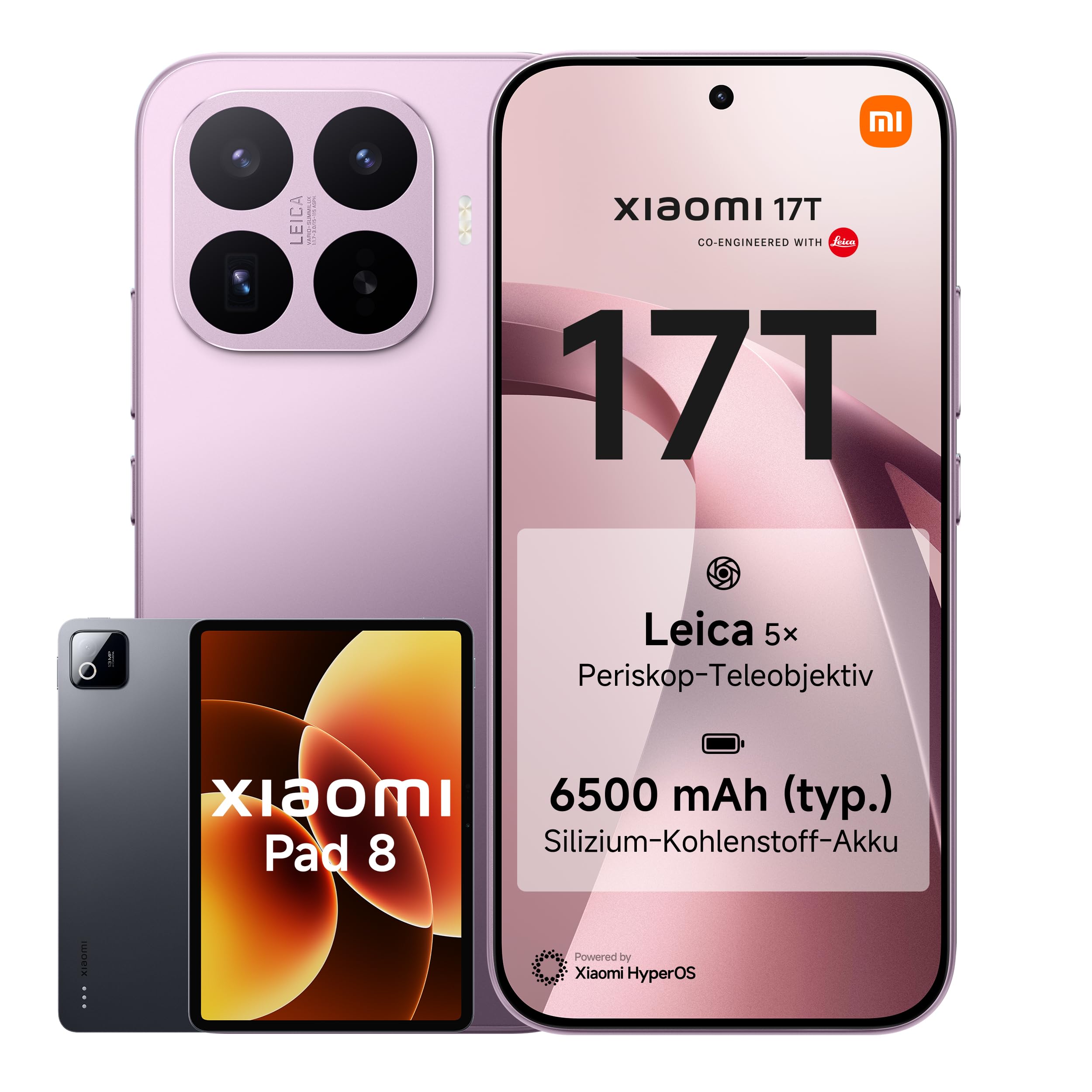 Xiaomi 17T 12+512G Violet Bundle Pad 8 8+128GB Grau