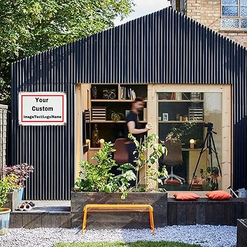 Miniatura 5 de Letrero de metal personalizado con tu propia imagenlogotexto, letrero de hojalata retro de estilo vintage personalizado para pared al aire libre,