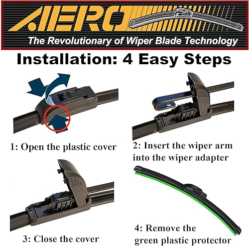 Miniatura 5 de AERO Voyager - Limpiaparabrisas prémium de 17 + 17 pulgadas para todas las estaciones, con repuestos adicionales de goma, repuesto del equipo