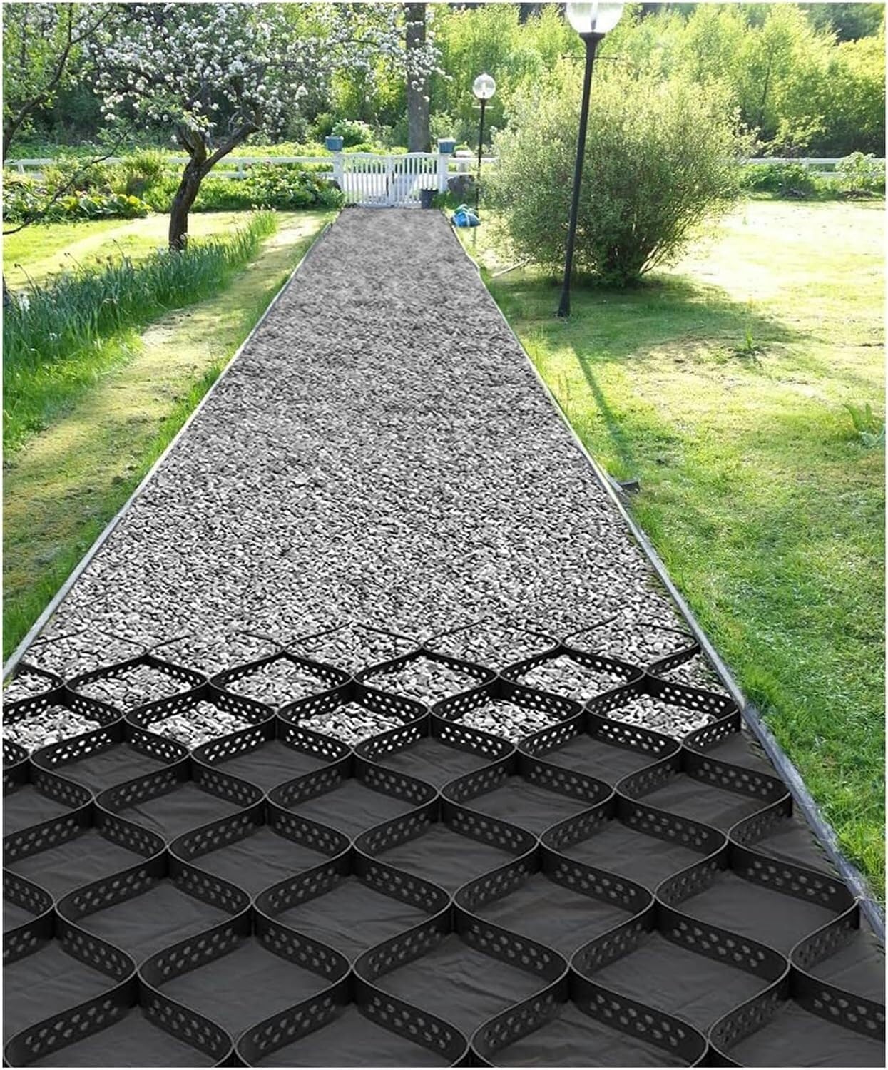 WaiDXn GYJ Ground Grid Sidewalk Grounding Network, Expandable Gravel Grid Geogrid Stabilizer, Used For Lane Shed Base HY(8m x 6m (26ft x19.5ft))