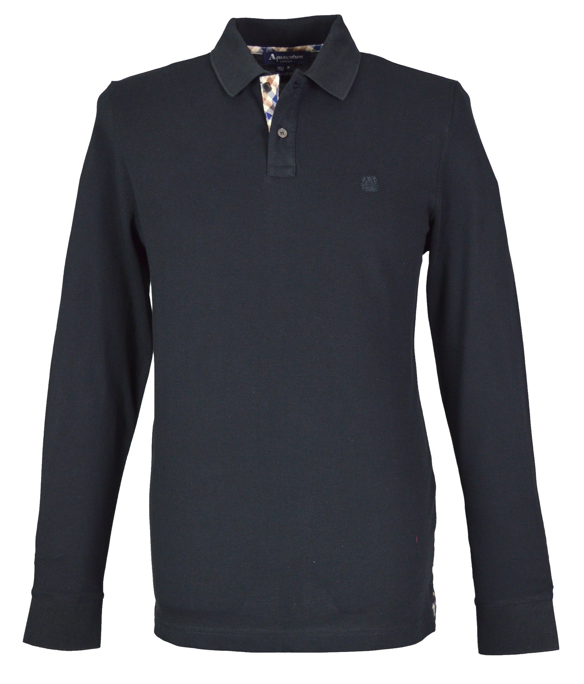 Aquascutum Mens Aquascutum Long Sleeve Polo Navy