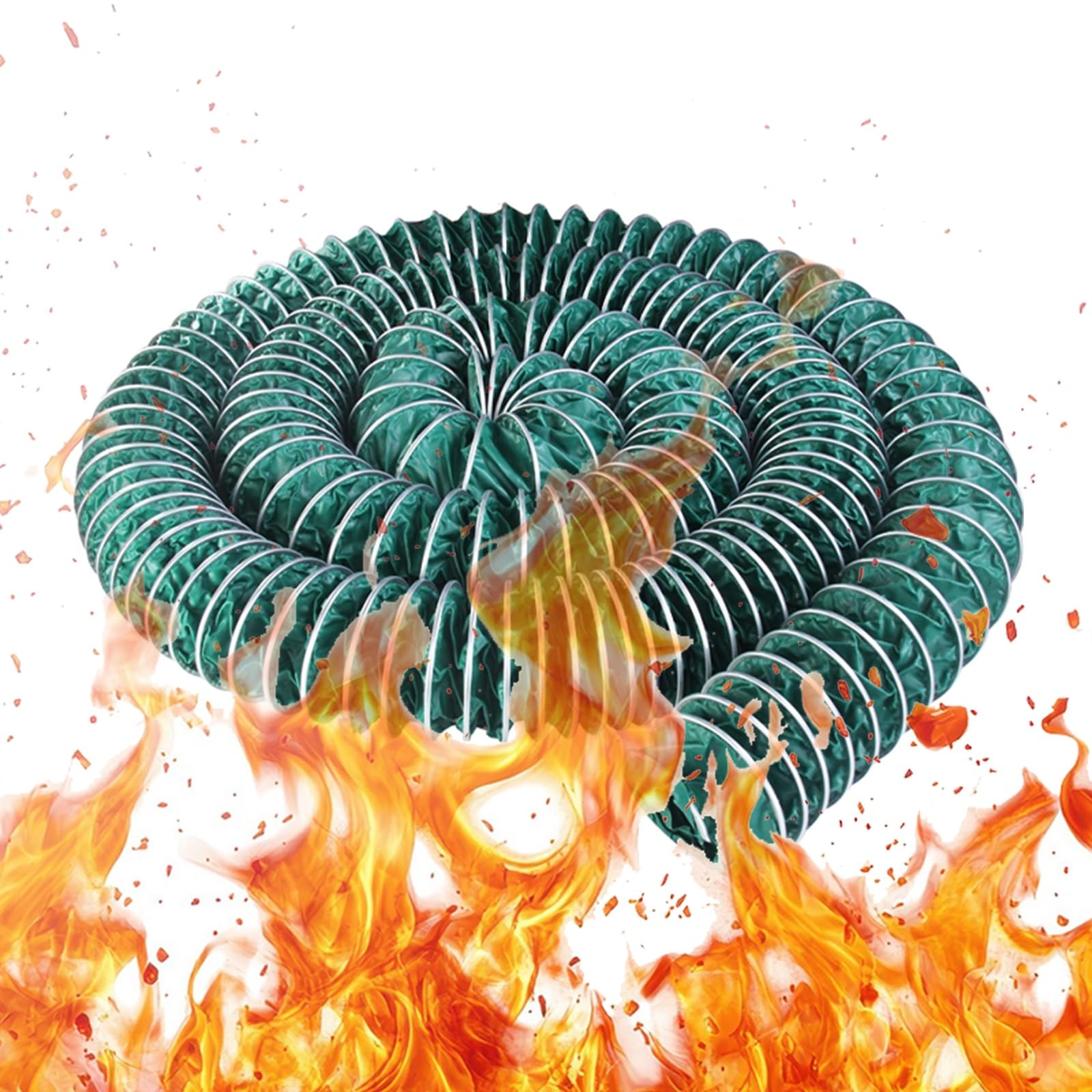 Heat Resistant Flexible Ductwork for HVAC - 3/10/16ft Green Conditioner Vent Ducting(L3.0mx220mm)