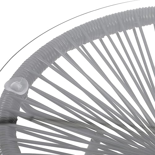 Miniatura 7 de GDFStudio Mesa auxiliar moderna de ratán sintético para exteriores con tapa de vidrio templado, color negro