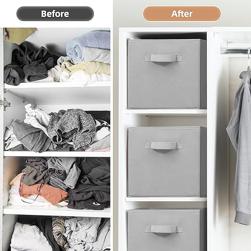 Miniatura 4 de STORAGE MANIAC Cubos de almacenamiento, contenedores de almacenamiento plegables de 11 pulgadas con asas, paquete de 6 cubos plegables de tela para