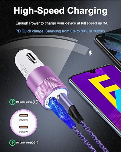 Miniatura 2 de Cargador de coche tipo C para Motorola, Google, Samsung Galaxy, Oneplus, ZTE, Kindle, PS5, cargador de coche PD de doble puerto C, adaptador