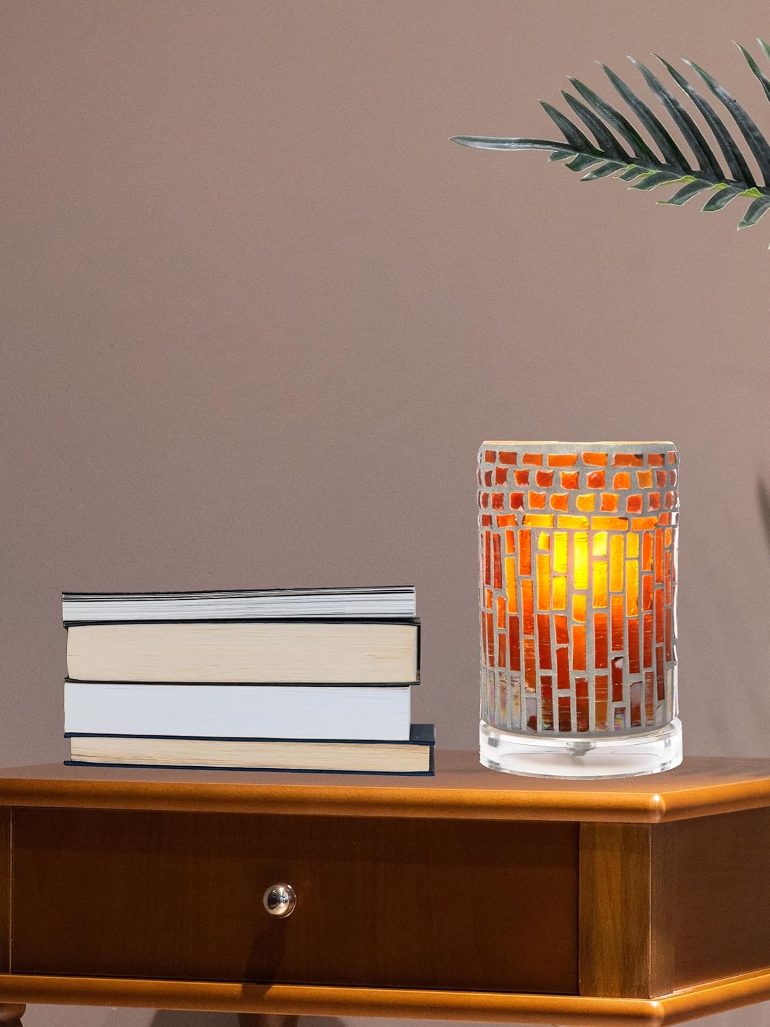 Dale Tiffany TA23007 1 Light Accent Lamp Handcrafted Mosaic Art Glass Shade, Calico - Multi-Color, 6.75-Inch Tall