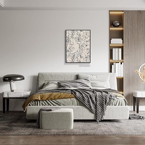 Miniatura 8 de Lienzo abstracto moderno para mujer, arte de pared, línea minimalista, bohemio, flores botánicas, pósteres estéticos contemporáneos negros femeninos