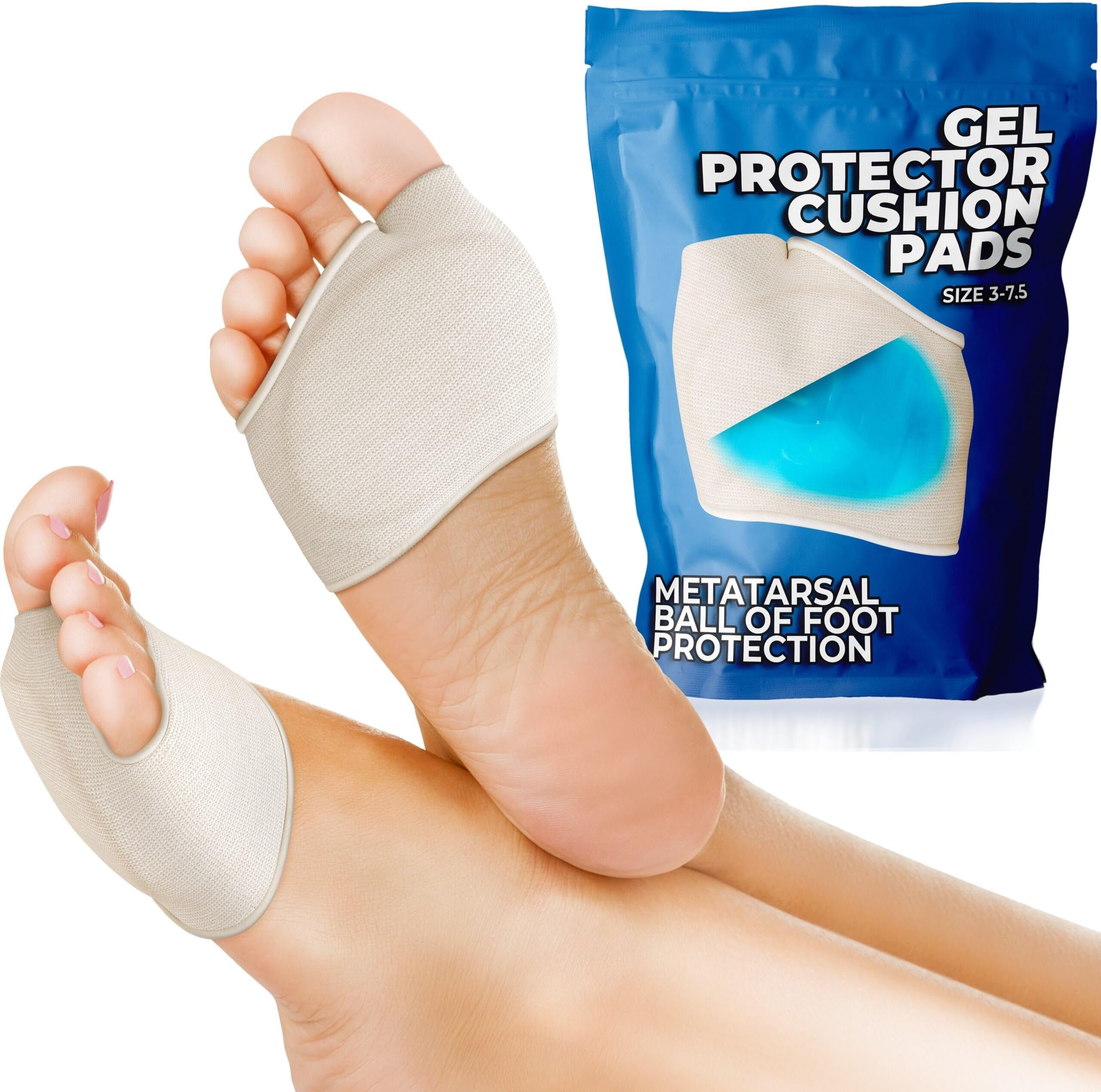 Medipaq® Metatarsal Gel Protector Cushion Pads - Relieve Ball of Foot Pain - Metatarsal Pads - Metatarsalgia Insoles - Metatarsal Insoles - Mortons Neuroma - Metatarsal Support (1x Pair Size 3-7½)