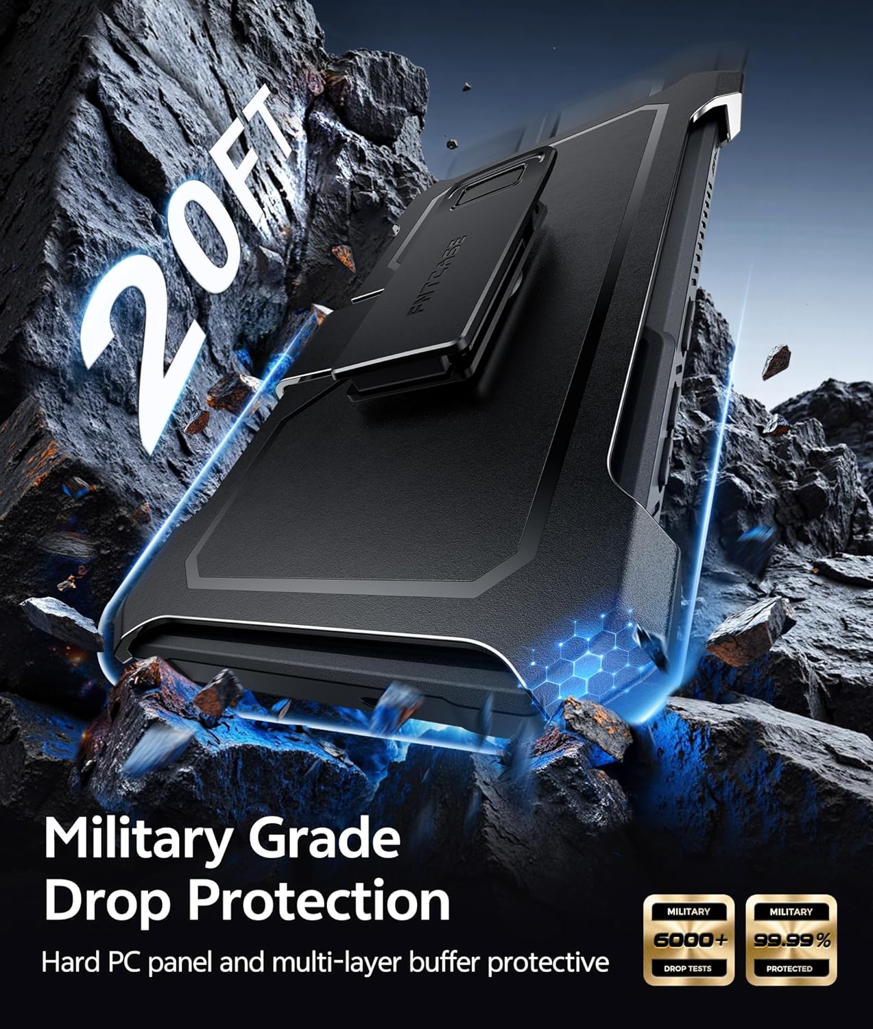 FNTCASE for Samsung Galaxy S26-Ultra Case: with Kickstand [Built-in Screen Protector & Belt Clip] [Compatible with MagSafe] [2 Front Frames] Military-Grade Rugged Magnetic Phone Cover Black