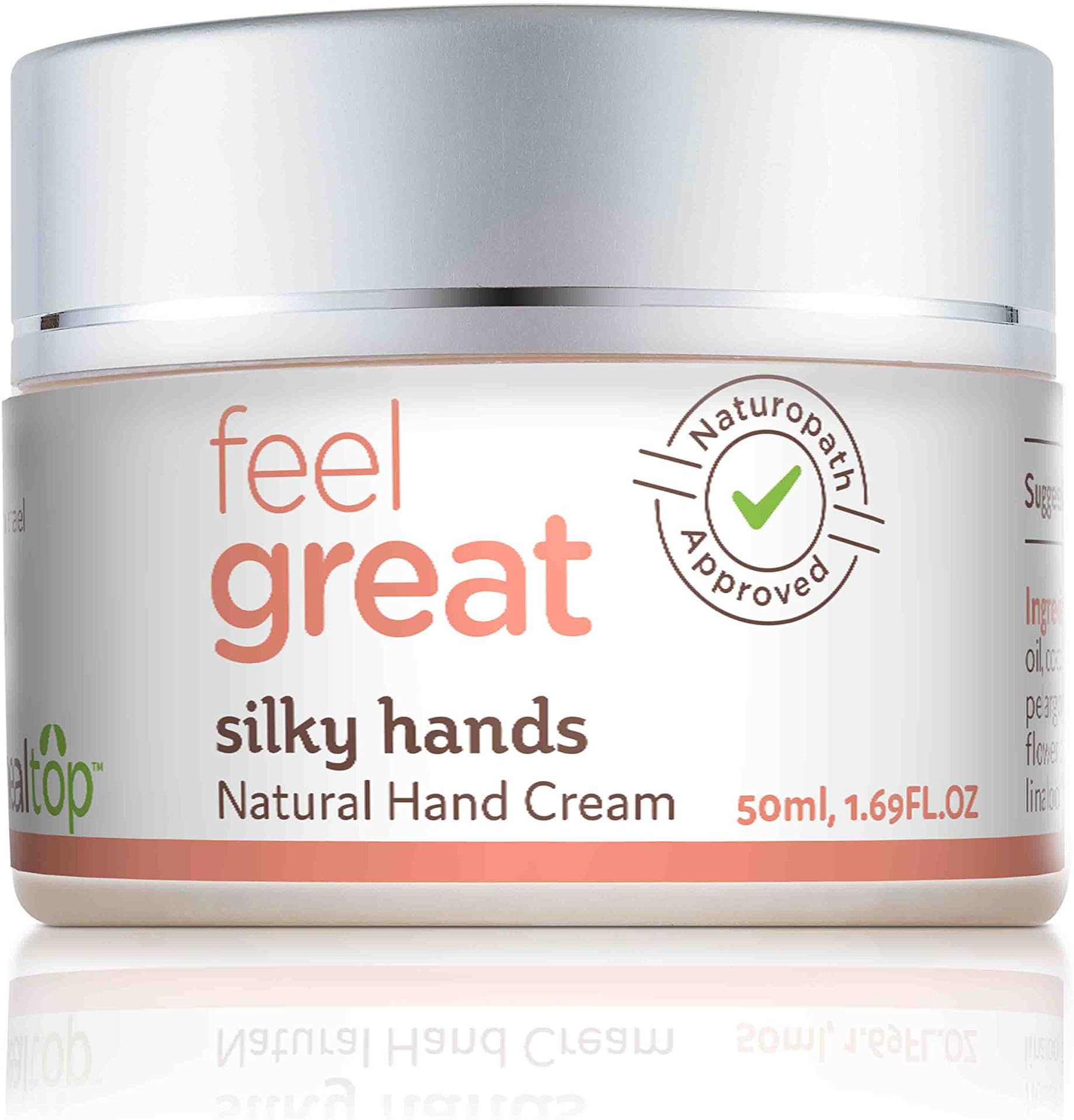 Healtop Silky Hands - All-Natural Hand Cream for Dry Hands 1.69 FL OZ Shea Butter, Calandula Oil, Bees Wax, Palm Oil, Cocounut Oil