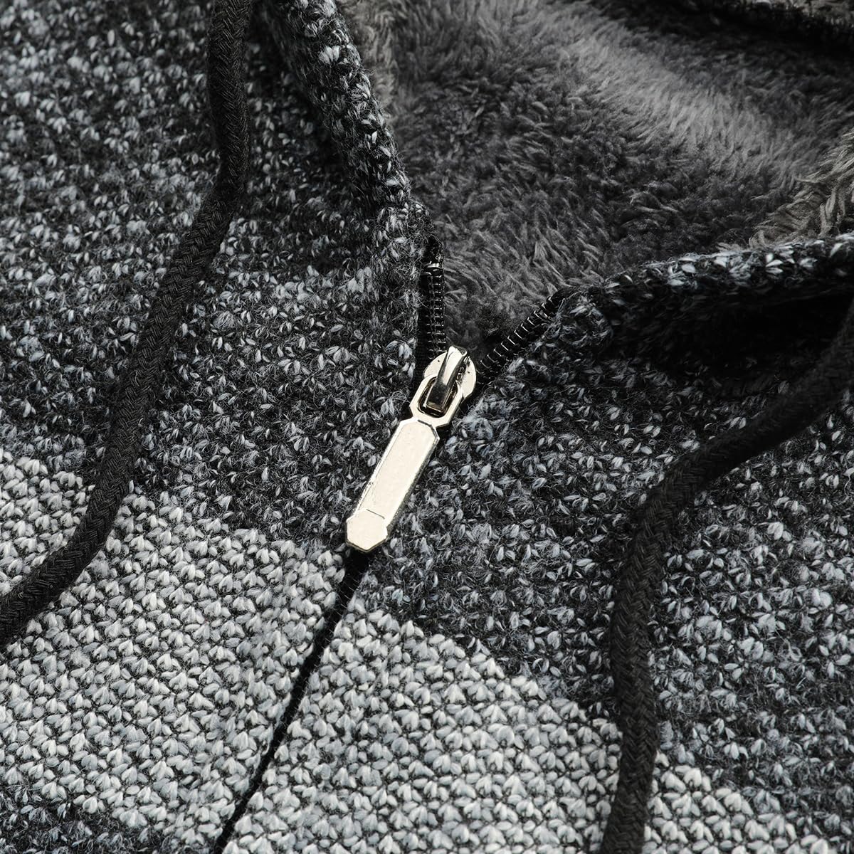 Allthemen Cardigan da Uomo con Cappuccio e Cerniera Color Block in Pile Sweater Casual a Manica Lunga Spesso per Autunno Inverno