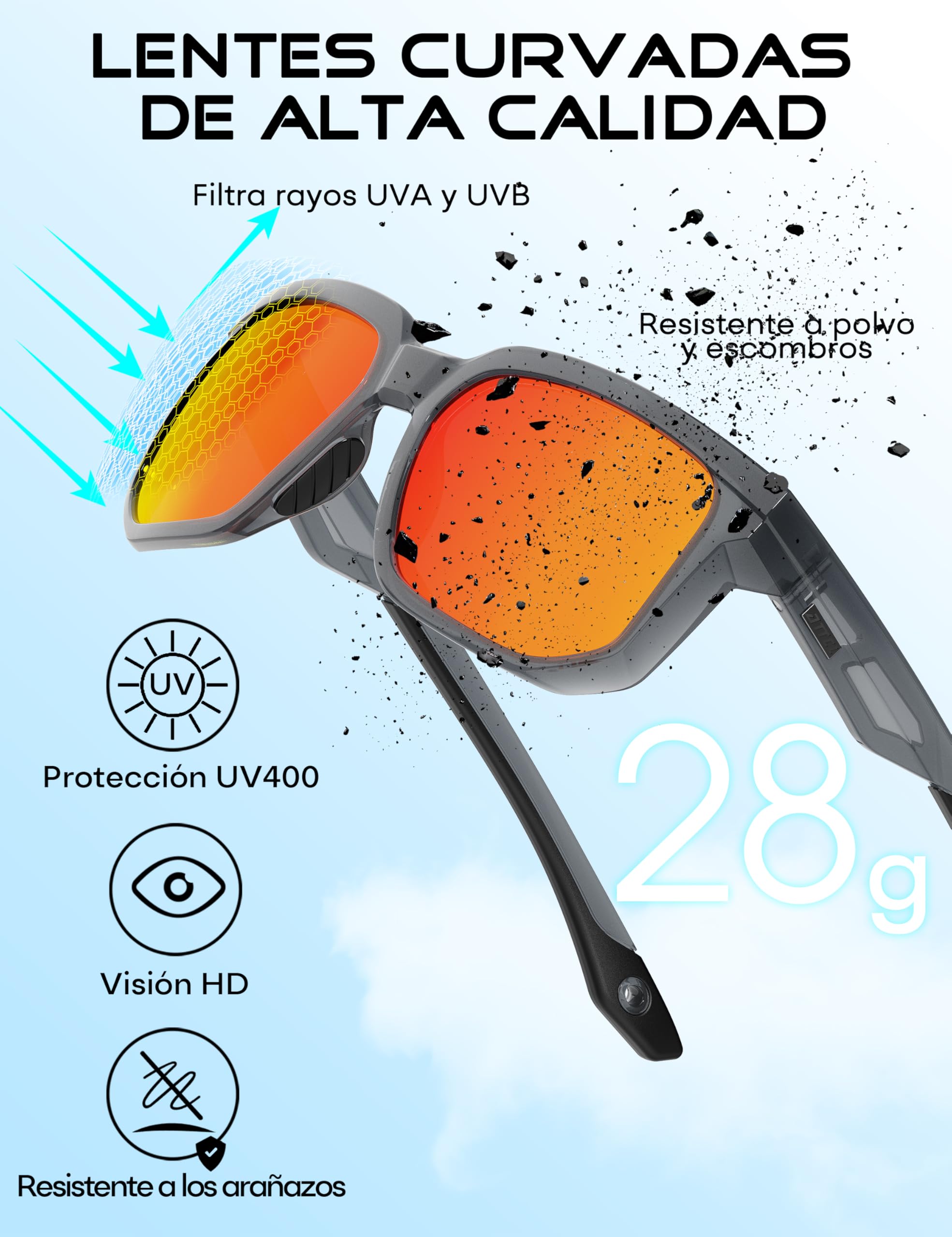 ATTCL Lentes de sol polarizados para pesca: lentes de policarbonato TR90 irrompibles, ligeros, protección UV400, segura para conducir, golf y deportes