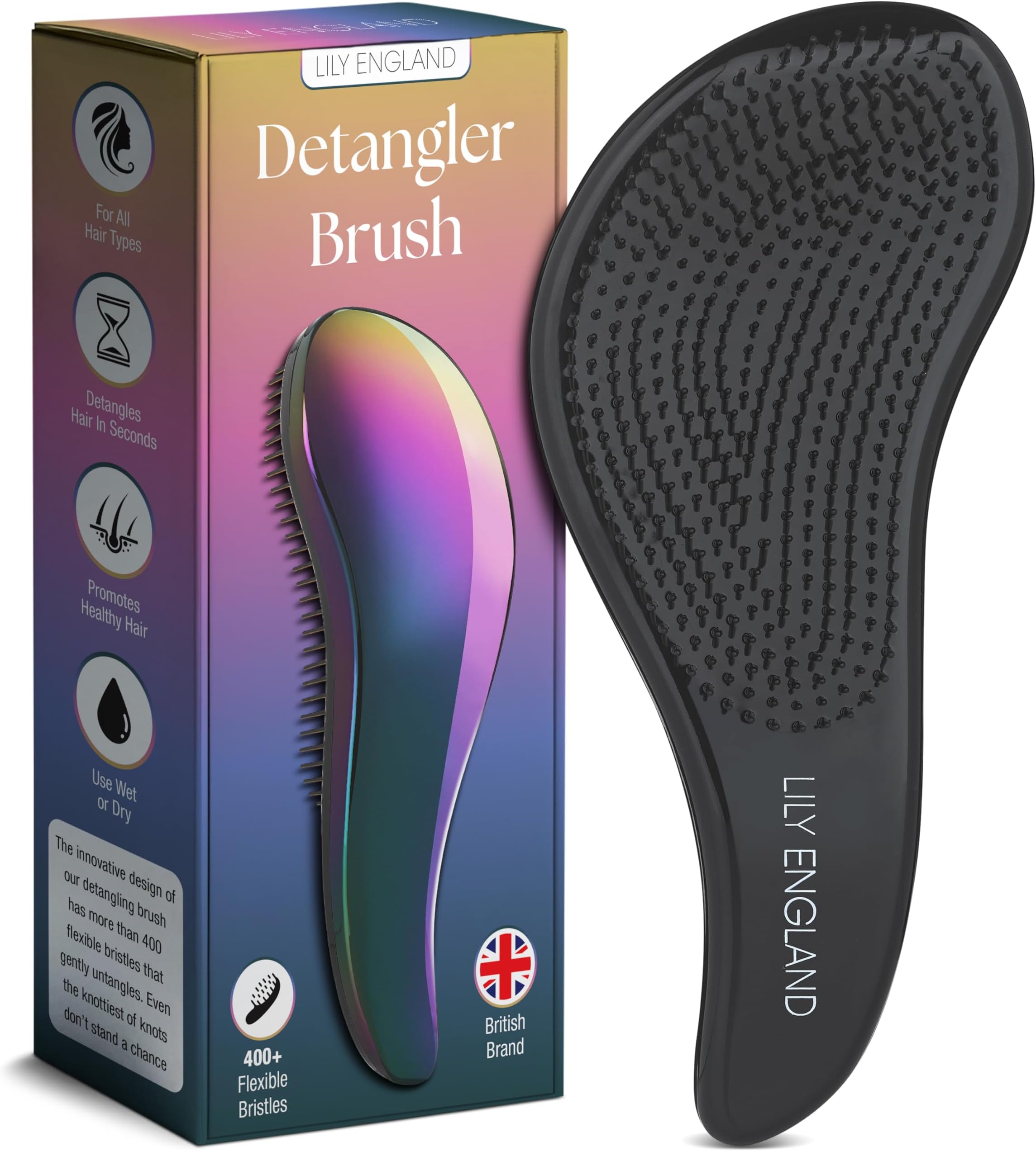Lily England Hair Brushes for Women with Flexible Bristles - Pain-Free Detangler Brush for Curly, Thick, Straight & Natural Hair - Gentle Hairbrush for Women - Petrol Color