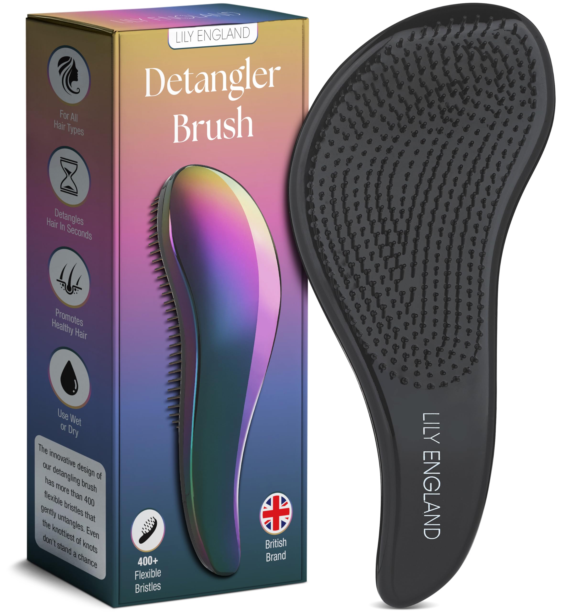 Lily EnglandHair Brushes for Women with Flexible Bristles - Pain-Free Detangler Brush for Curly, Thick, Straight & Natural Hair - Gentle Hairbrush for Women - Petrol Color