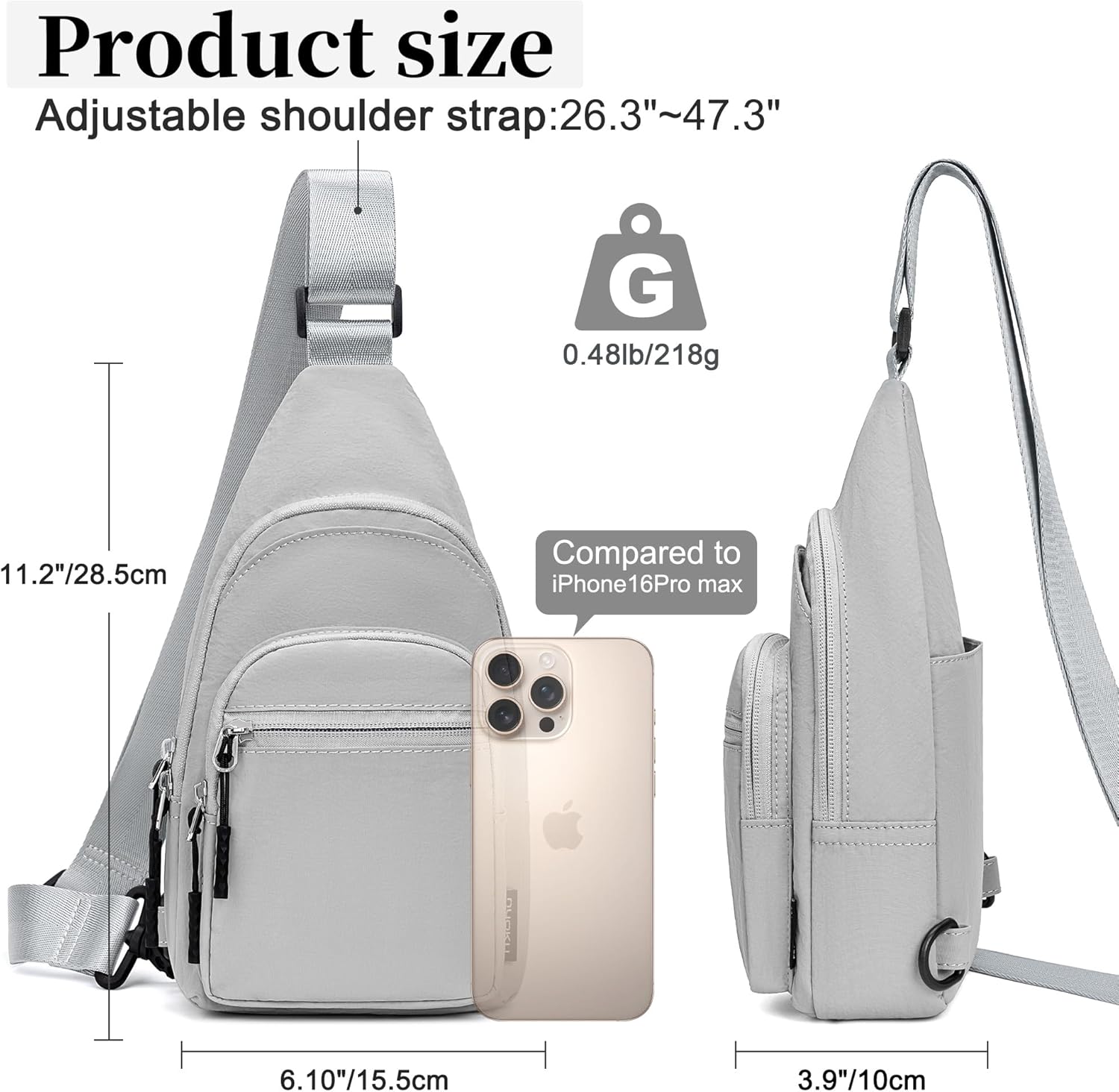 nuoku Small Sling Bag for Women Man Crossbody Chest Bag Lightweight Purse for Travel, Daily Use, and Outdoors - Image 5