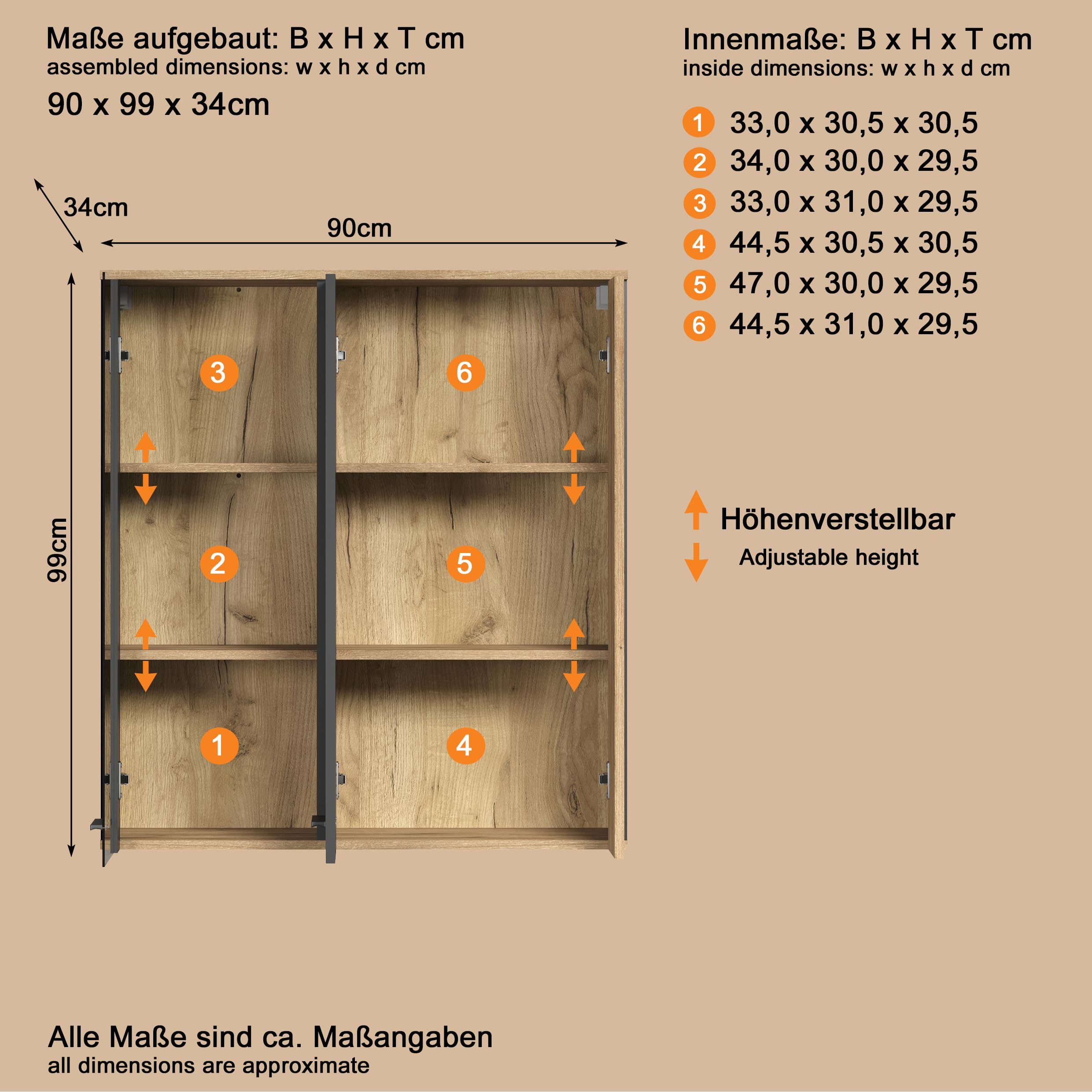 trendteam smart living - Anbauwand Wohnwand - Wohnzimmer - Esteban - Aufbaumaß (BxHxT) 300 x 200 x 41 cm - Farbe Anthrazit mit Coast Evoke Eiche - Rillenoptik - 231296184