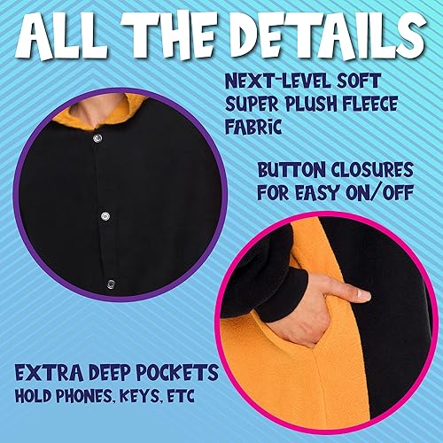 Vista 3 de Funziez! - Disfraz de Halloween para adultos, dinosaurio y tiburón mameluco de felpa unisex de una pieza para adultos, hombres y mujeres