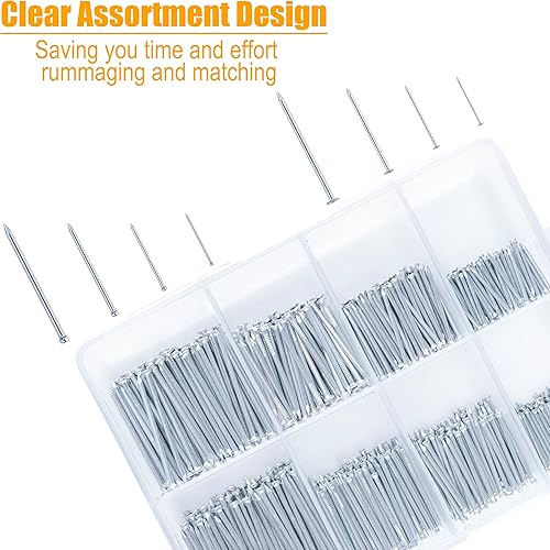 Miniatura 2 de KURUI Kit surtido de 700 uñas y martillo de 8 onzas, martillo pequeño para colgar decoración artística de pared, marco de fotos, 350 clavos de