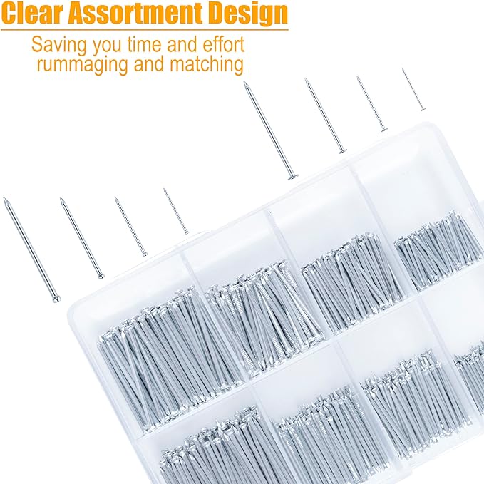 DIY Home Decor Kit: 700 Small Nails + Mini Hammer for Hanging Pictures & Wall Art!