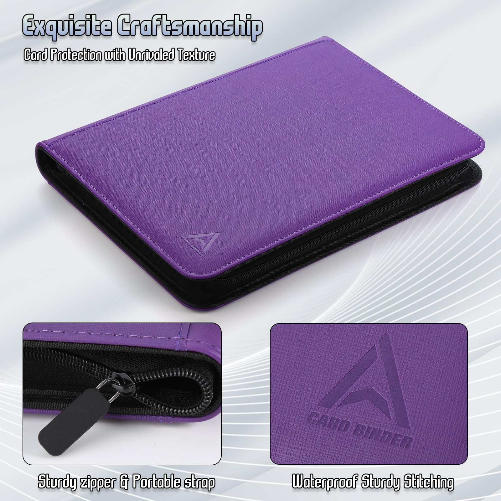Arkeiliy Carpeta de tarjetas de 9 bolsillos, bolsillos de doble cara con 30 fundas, soporte para tarjetas coleccionables con cremallera de alta calidad, álbum de coleccionista con capacidad para 540