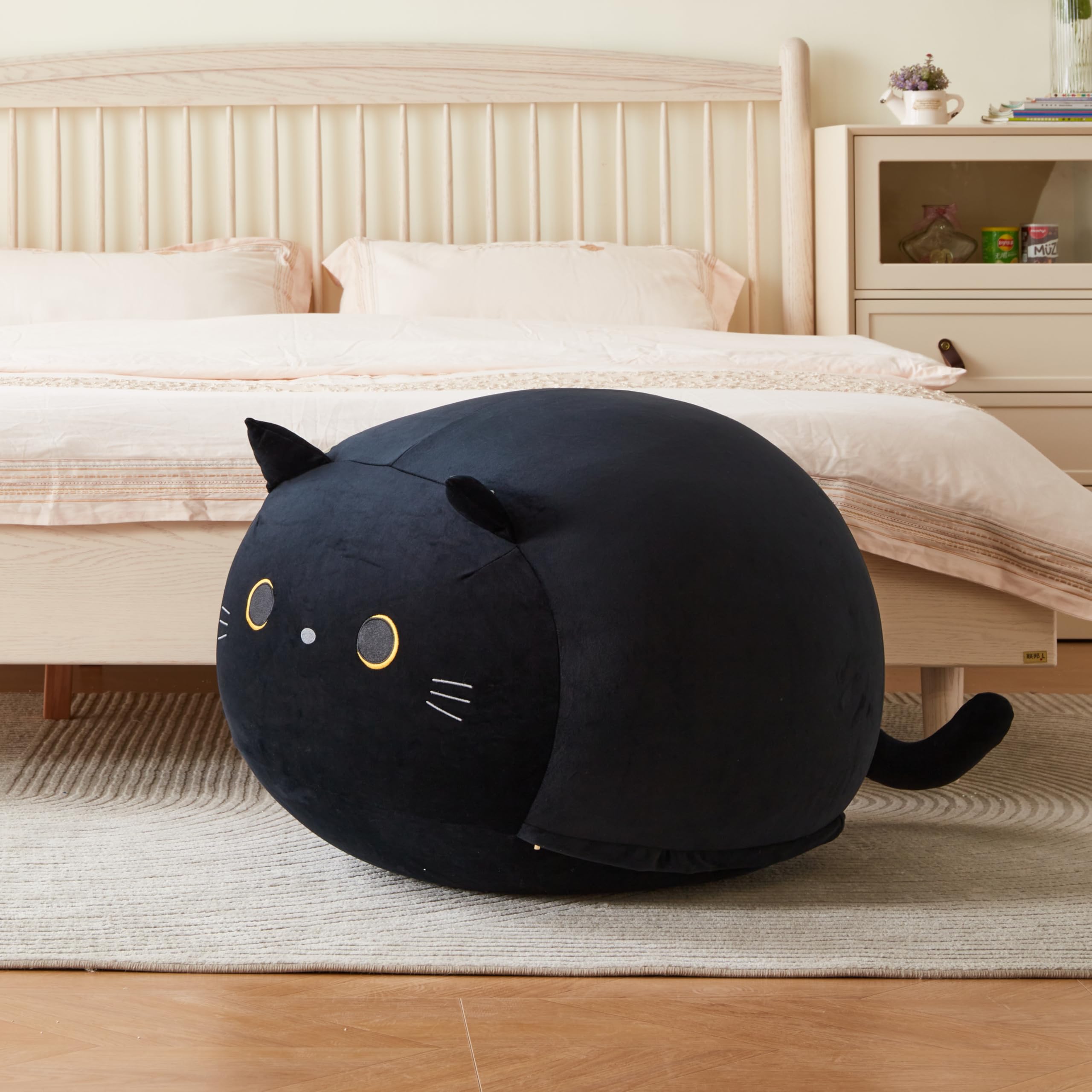 cuebear Sitzsack/Stuhlbezug für Kinder, schwarze Katze, Sitzsack für Mädchen, große Größe, Spielzeug-Organizer, Bezug nur ohne Füllung