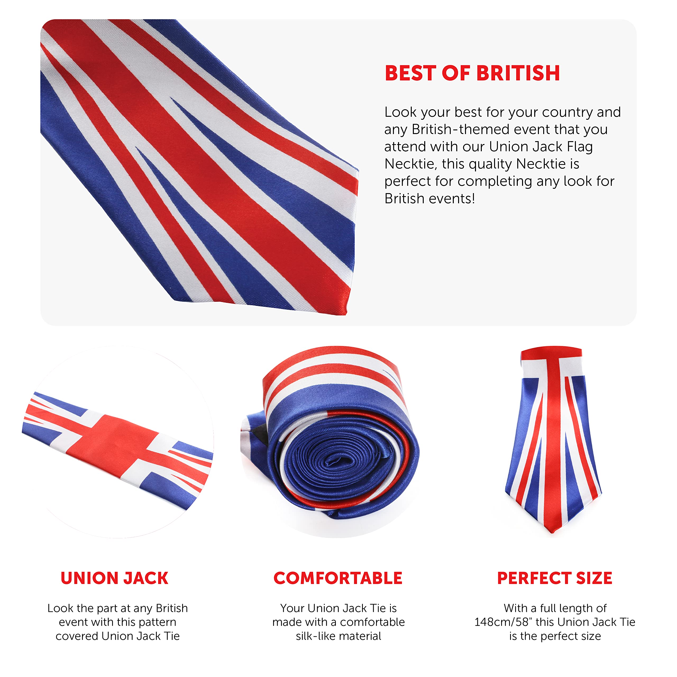 I LOVE FANCY DRESS Union Jack Krawatte – British Union Jack Flagge Krawatte – Königskrönung Krawatte, VE Day, Queen's Jubilee, British Events