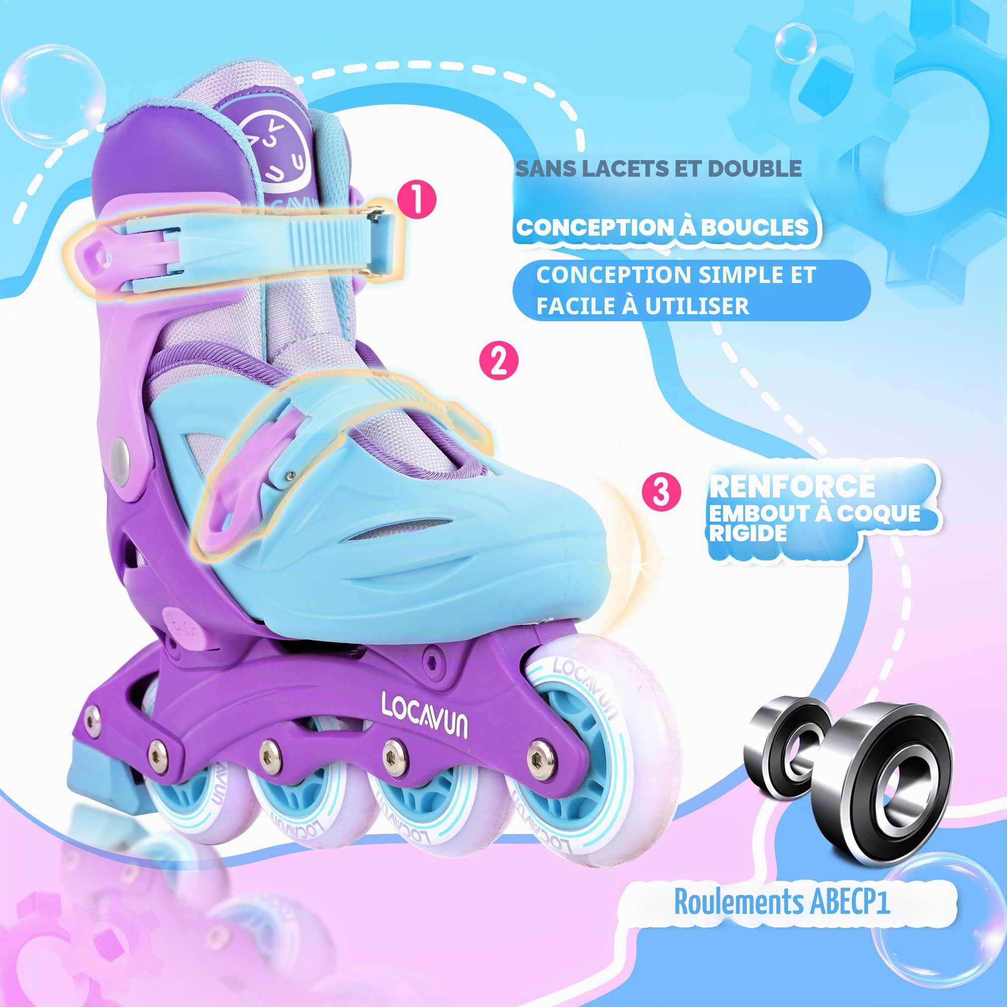 Inline Skates,4 Tailles réglables avec Roues en PU 82A, Patins en Ligne pour Enfants pour Une Utilisation intérieure et extérieure