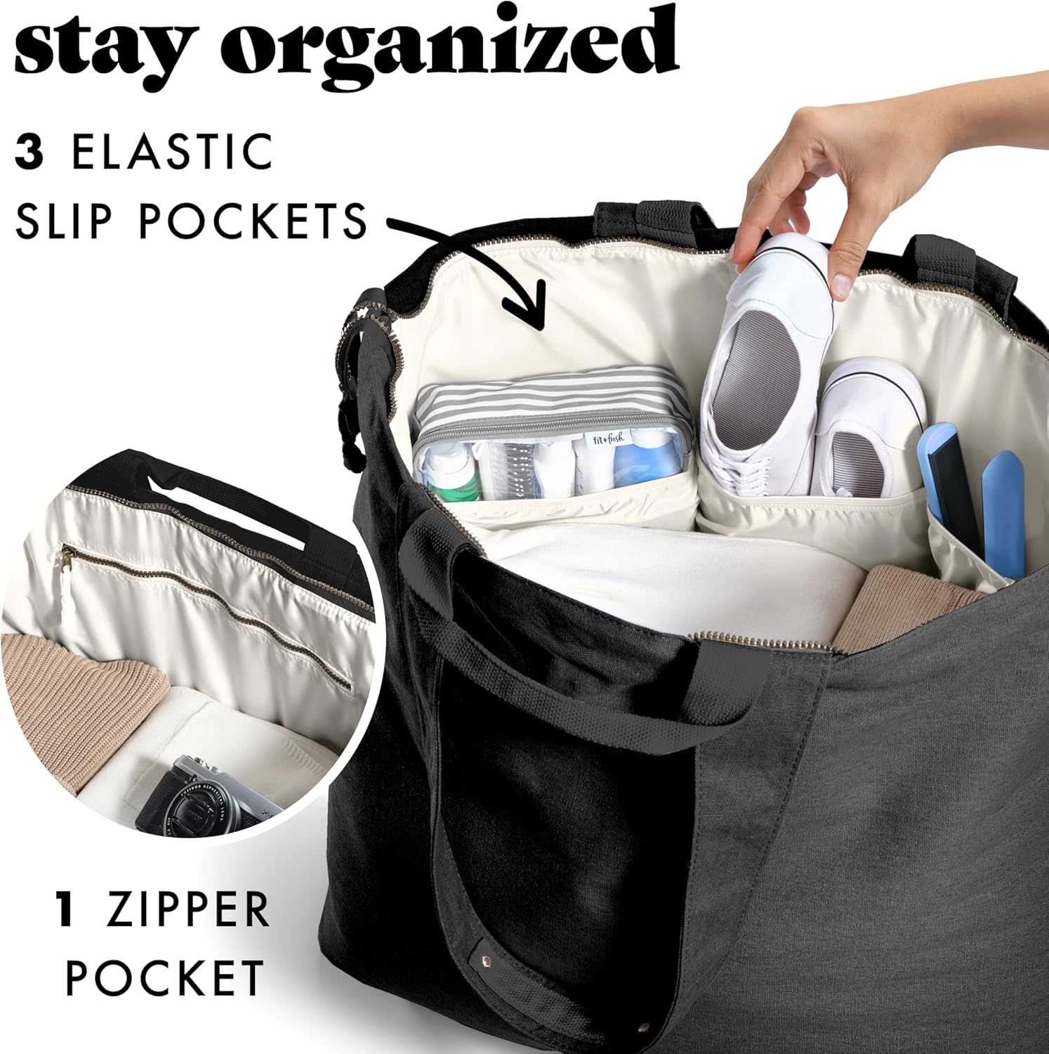 Fit & Fresh Large Beach Bag for Women - Extra Large Travel Tote With Pockets - Image 4