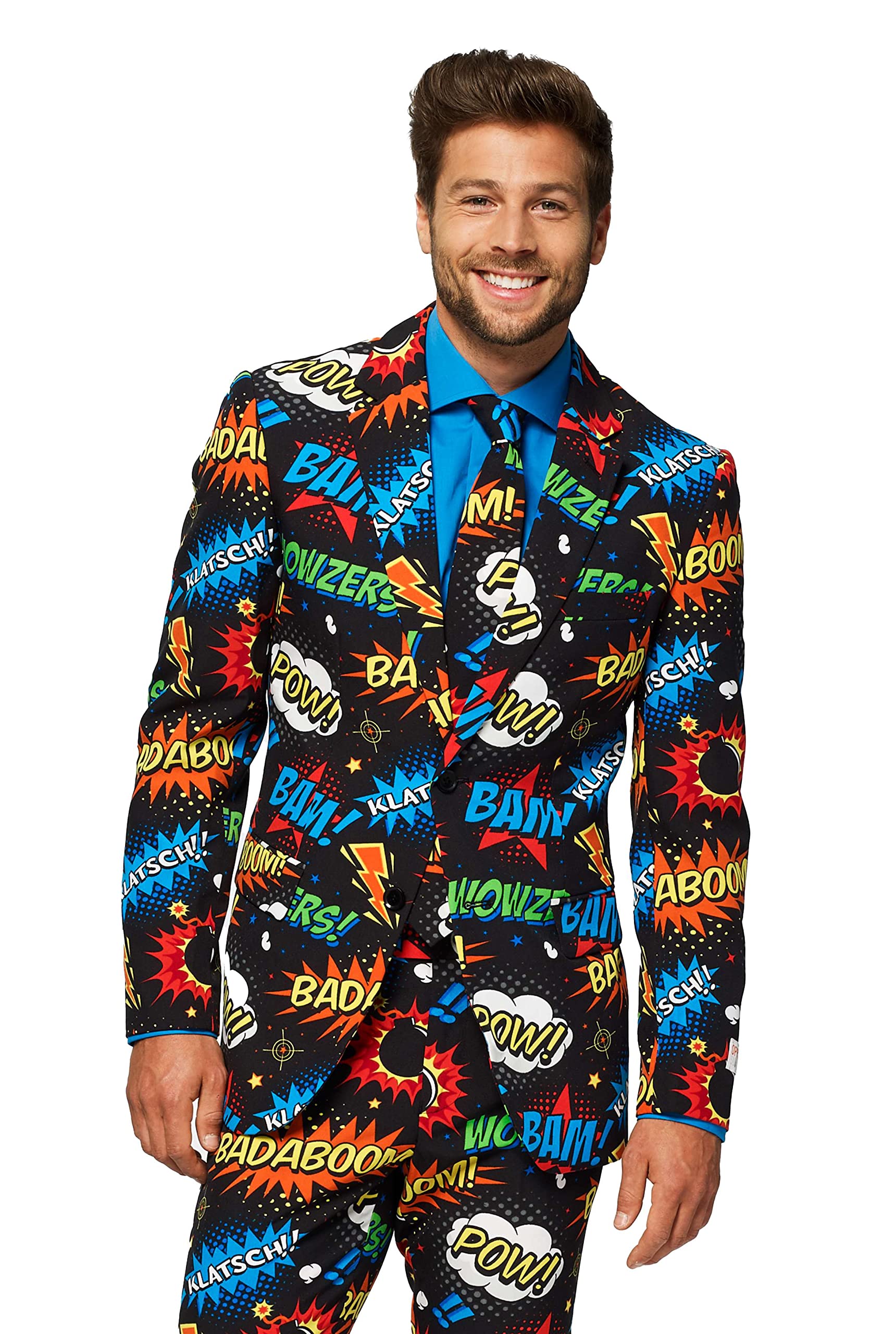 OppoSuits Crazy Prom Suits For Men – Badaboom – Comes with Jacket, Pants and Tie In Funny Designs Traje de Hombres