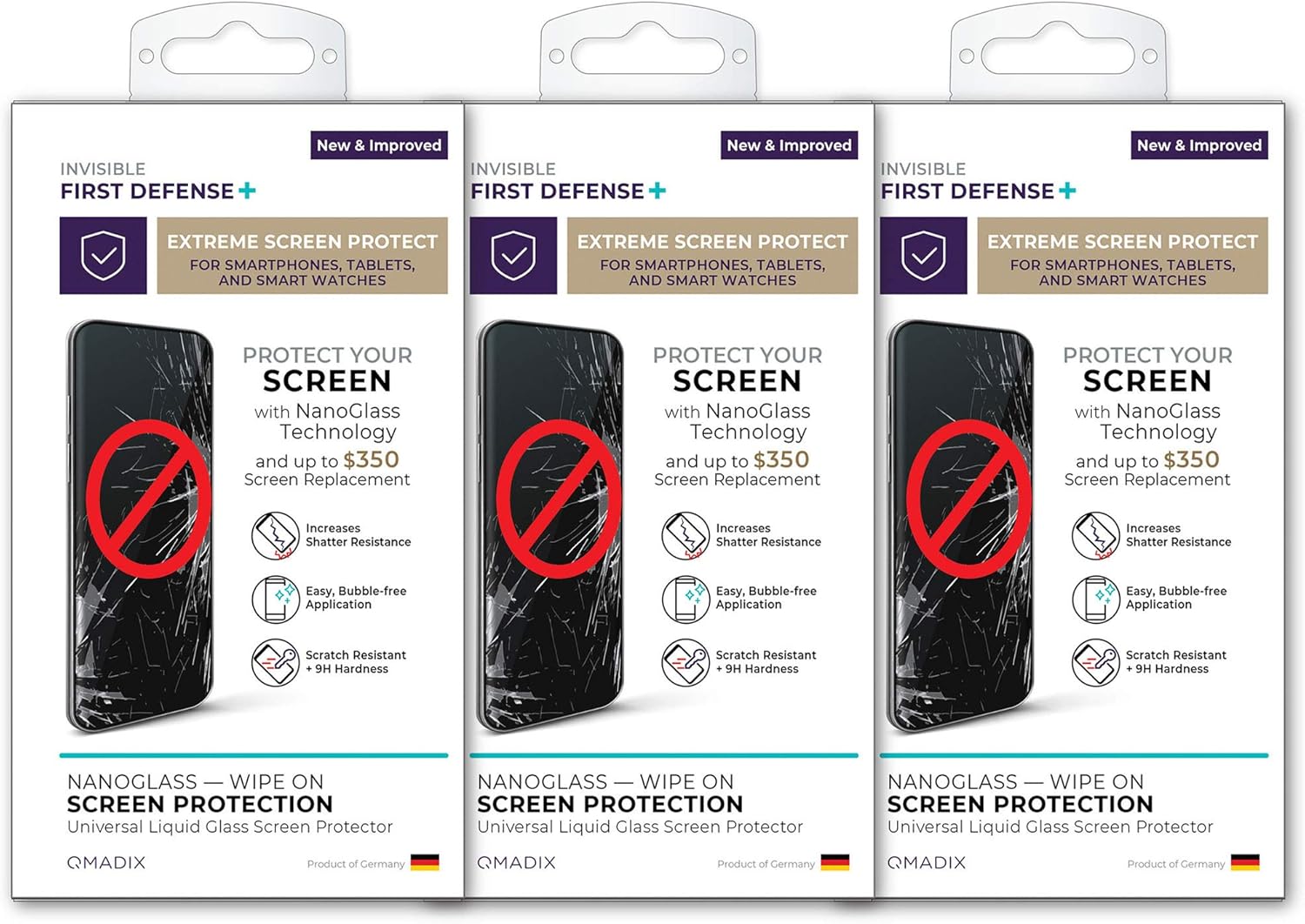 QMADIX $350 Screen Protection-Invisible First Defense Nano Liquid Glass Screen Protector for All Phones Tablets Smart Watches Apple Samsung iPhone iPad Galaxy and Universal (3)