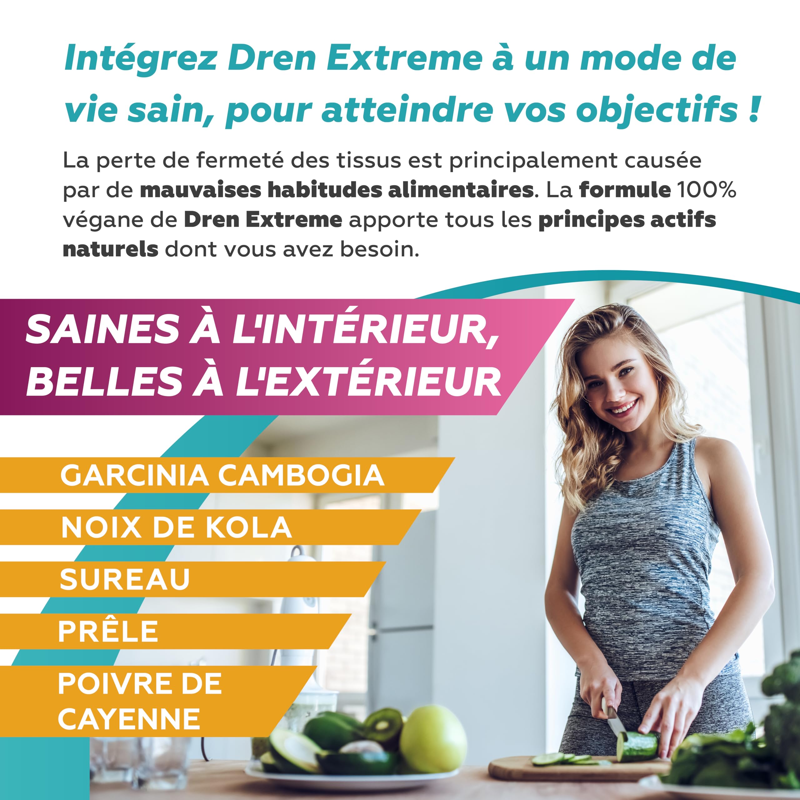 Italian Elite® Dren Extreme,120 comprimés avec Glucomannane, Café Vert, Bromélaïne, Théine. 22 extraits botaniques.