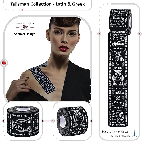 Vista 7 de Cinta de kinesiología precortada con dispensador – Cinta muscular deportiva vertical latina – Sintético Negro 16.4 ft 20 tiras – Cinta de Latina