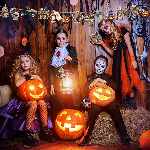 Miniatura 5 de Karenhi 36 adornos navideños de terror para árbol de madera, espeluznante, decoración de Navidad espeluznante para árbol, cráneo, sombrero de bruja,