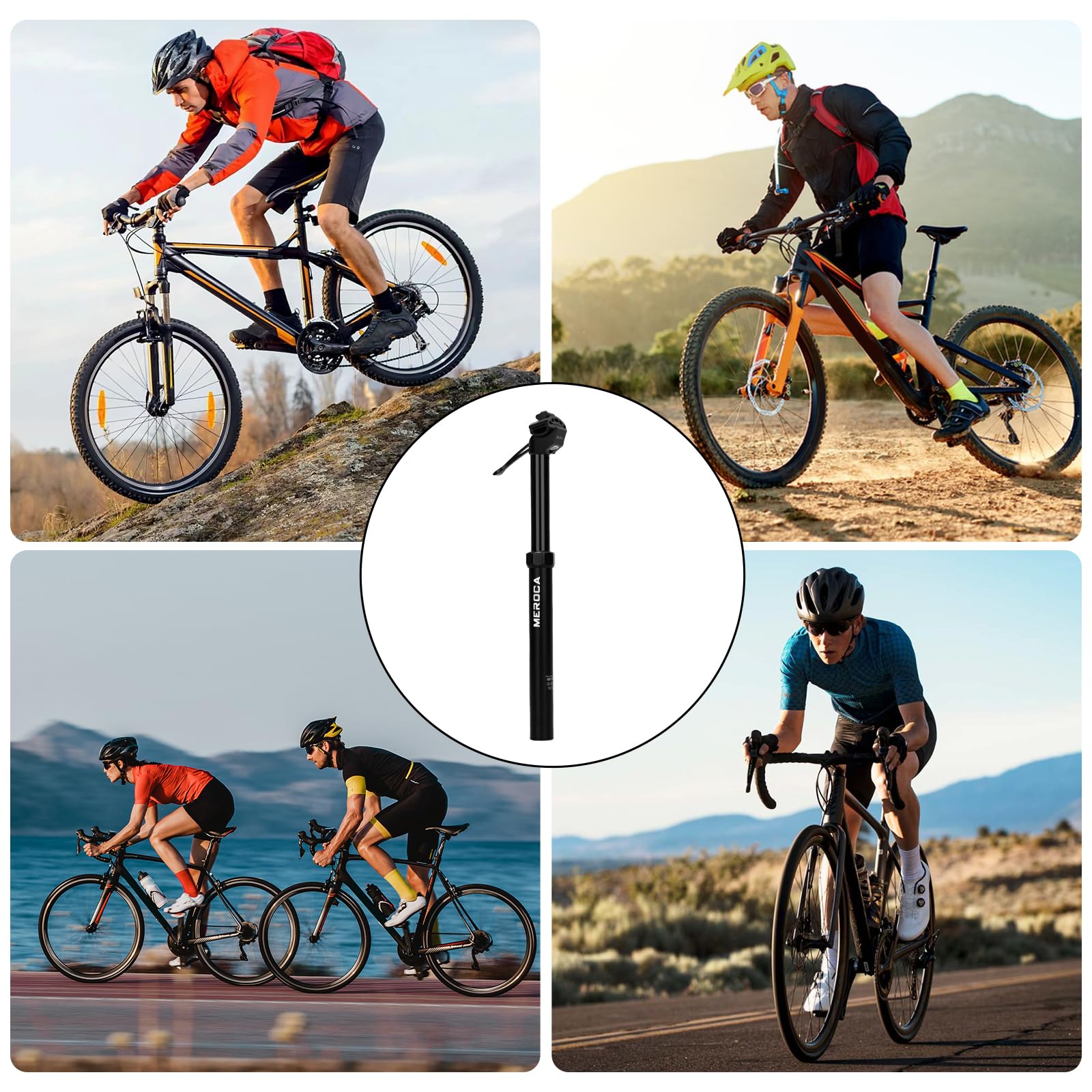Tija telescópica para Bicicleta, de aleación de Aluminio de 30,9/31,6 mm, telescópica hidráulica para Adultos, con Control de Cable y Altura Ajustable