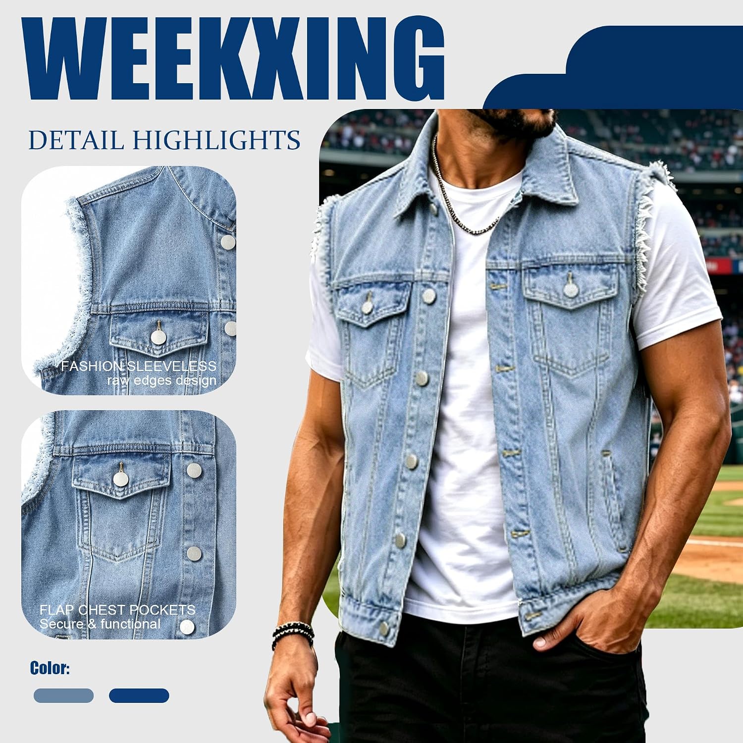 Men's Denim Vest Sleeveless Jean Jacket