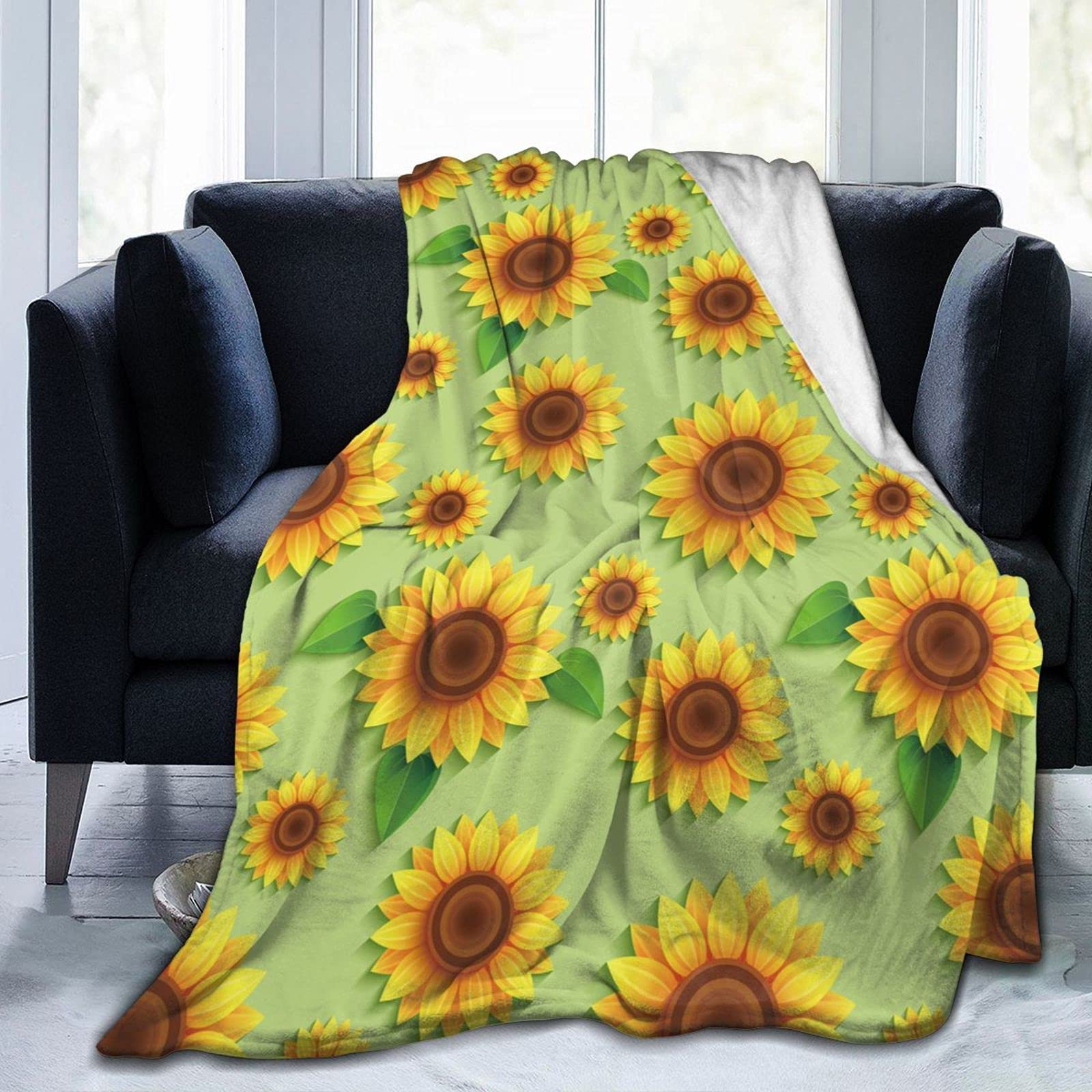 Couverture Tournesol En Flanelle Polaire - 127x152 Cm, Douce Et Légère, Pour Lit, Canapé, Décoration Et Cadeau